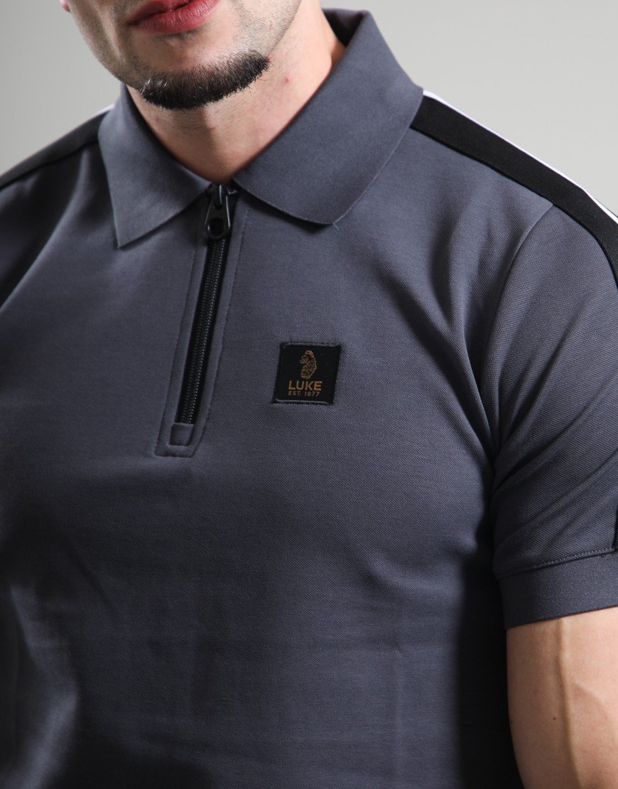 Luke 1977 Caltech 1000 Zip Polo Shirt Charcoal