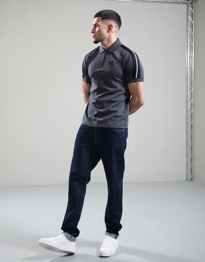 Luke 1977 Caltech 1000 Zip Polo Shirt Charcoal