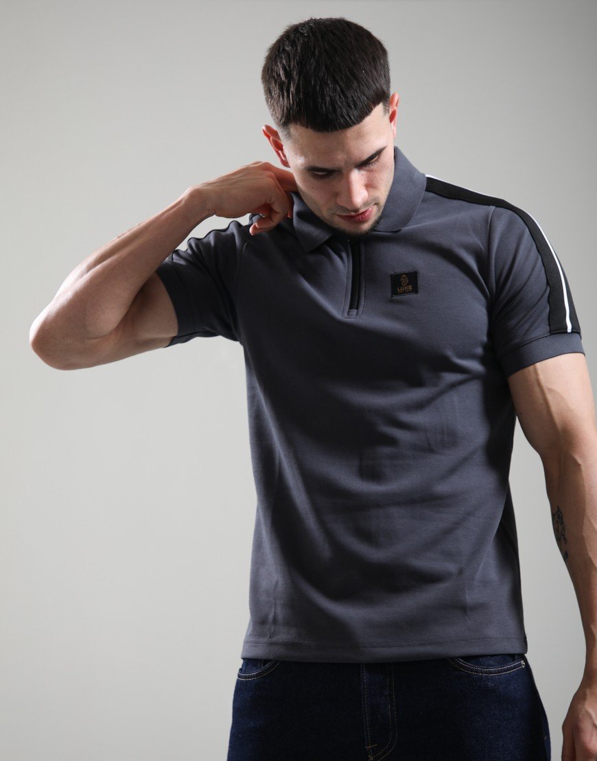 Luke 1977 Caltech 1000 Zip Polo Shirt Charcoal