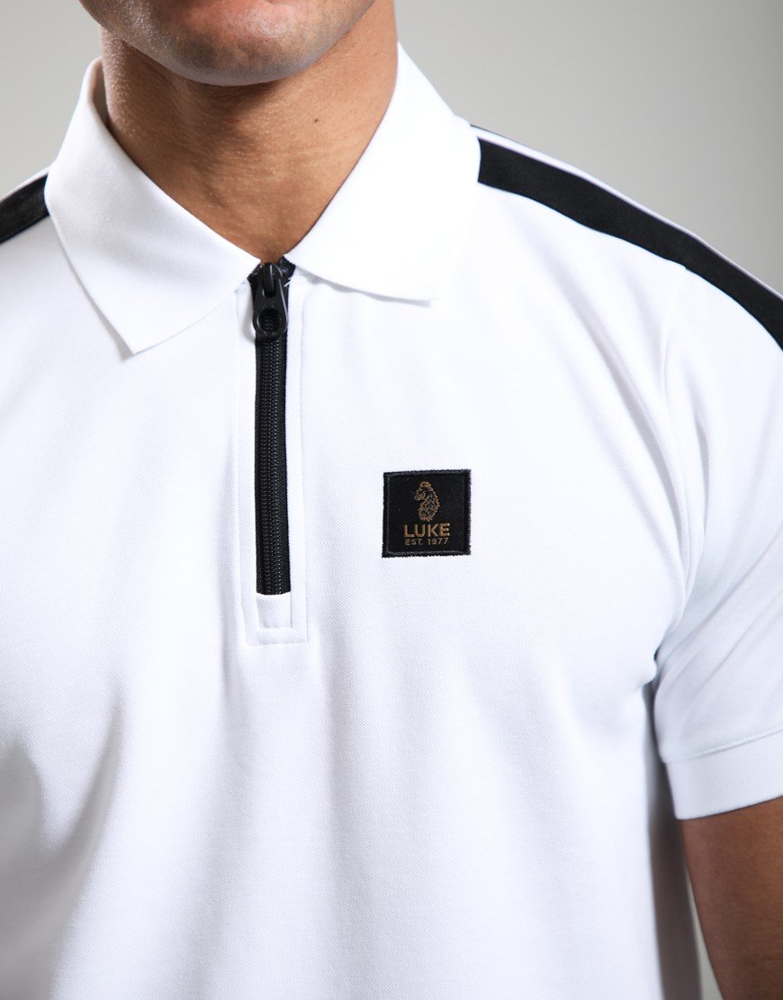 Luke 1977 Caltech 1000 Zip Polo Shirt White Black Tape