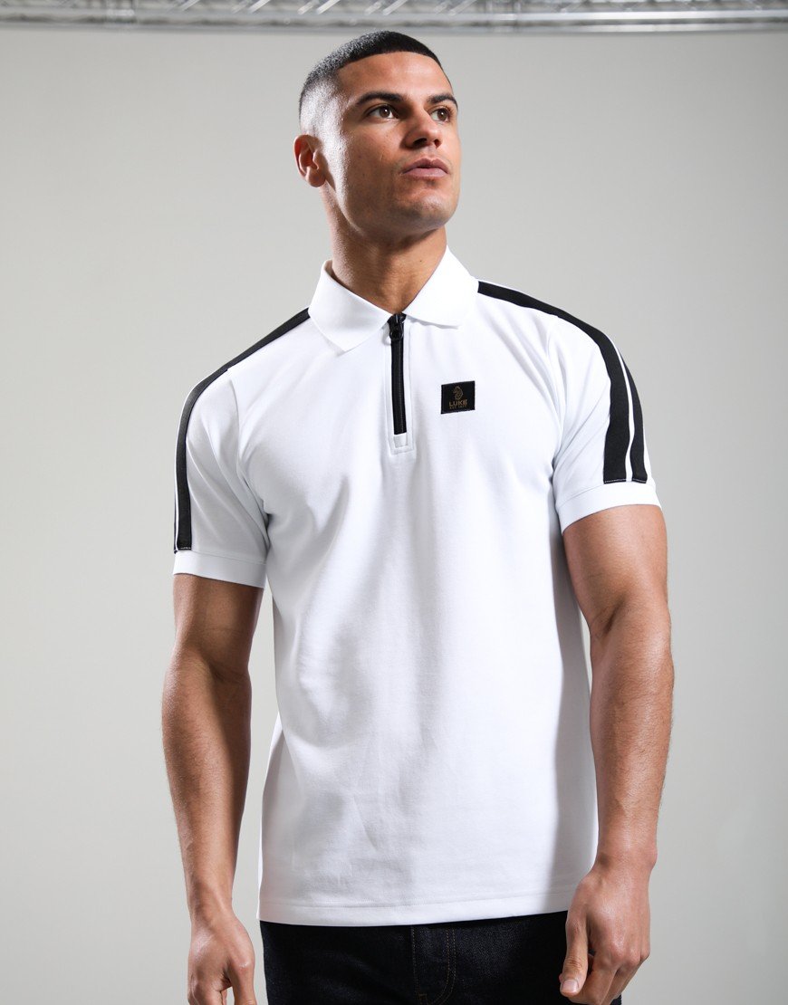 Luke 1977 Caltech 1000 Zip Polo Shirt White Black Tape