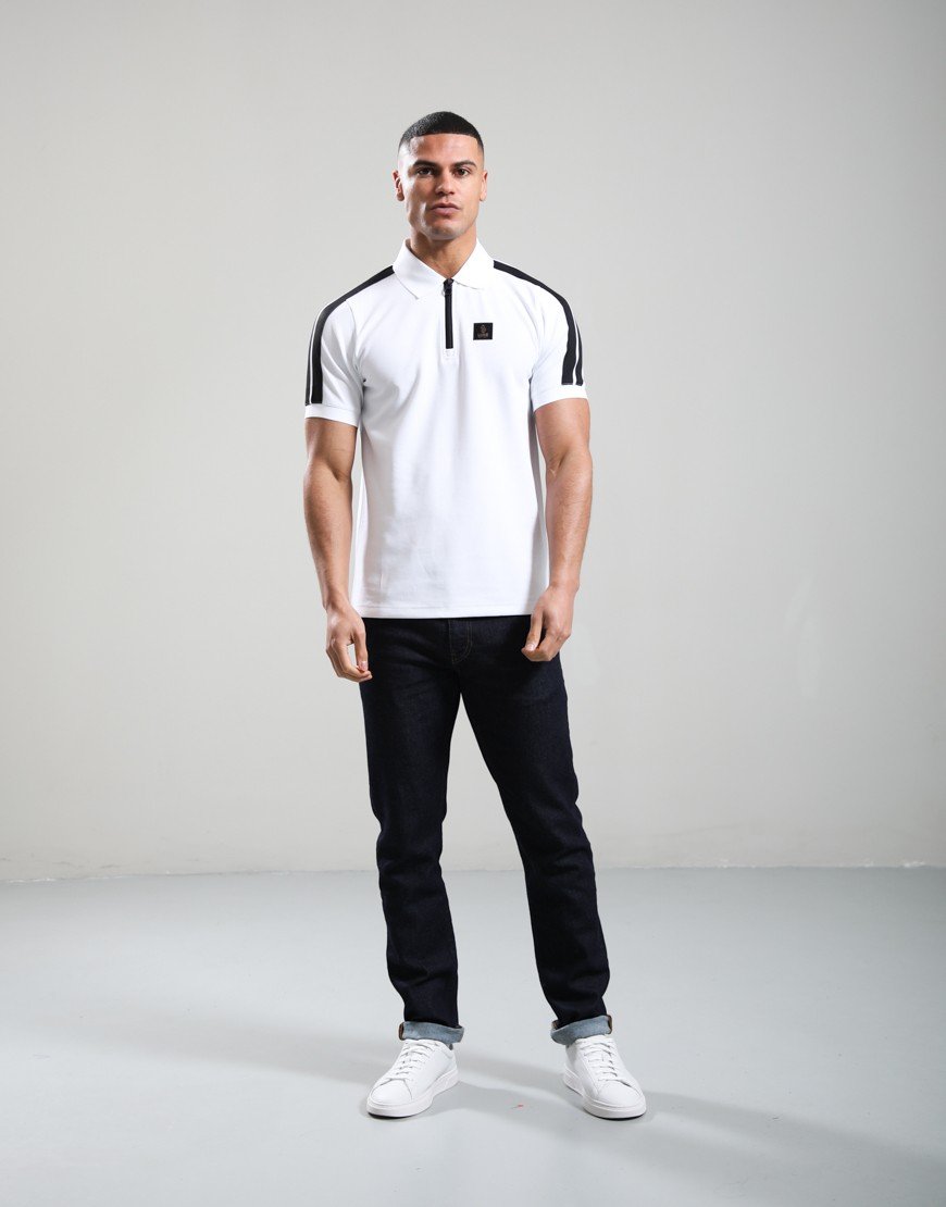 Luke 1977 Caltech 1000 Zip Polo Shirt White Black Tape