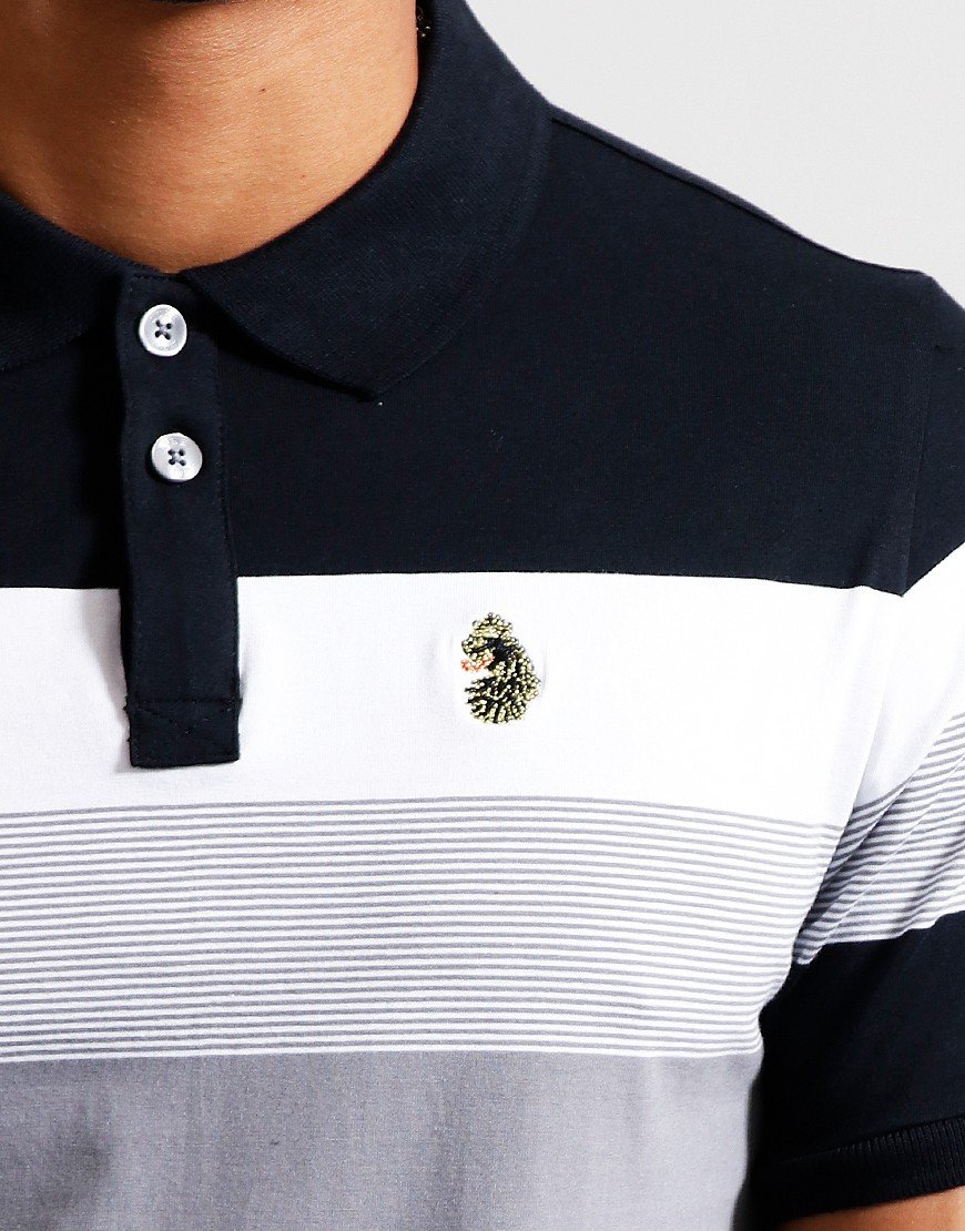 Luke 1977 Shuffle Polo Shirt Black/White/Mid Grey