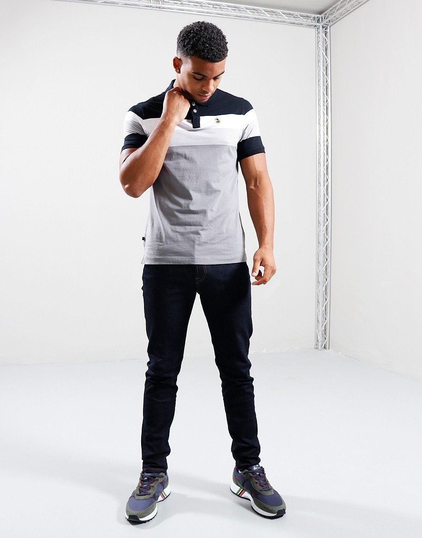 Luke 1977 Shuffle Polo Shirt Black/White/Mid Grey