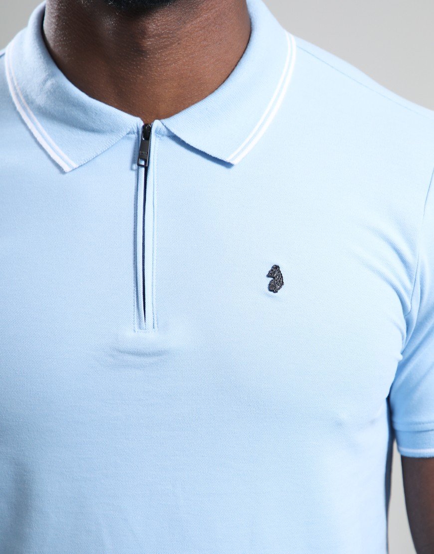 Luke 1977 Texas Tip 2500 Zip Polo Shirt Sky Blue