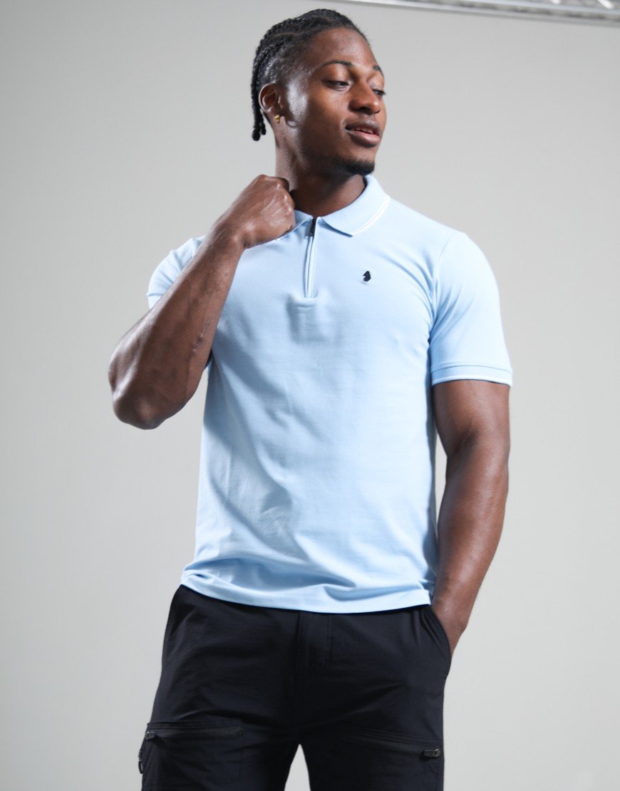 Luke 1977 Texas Tip 2500 Zip Polo Shirt Sky Blue