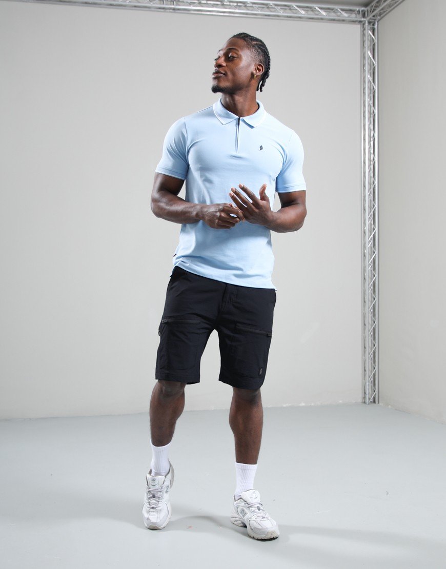 Luke 1977 Texas Tip 2500 Zip Polo Shirt Sky Blue