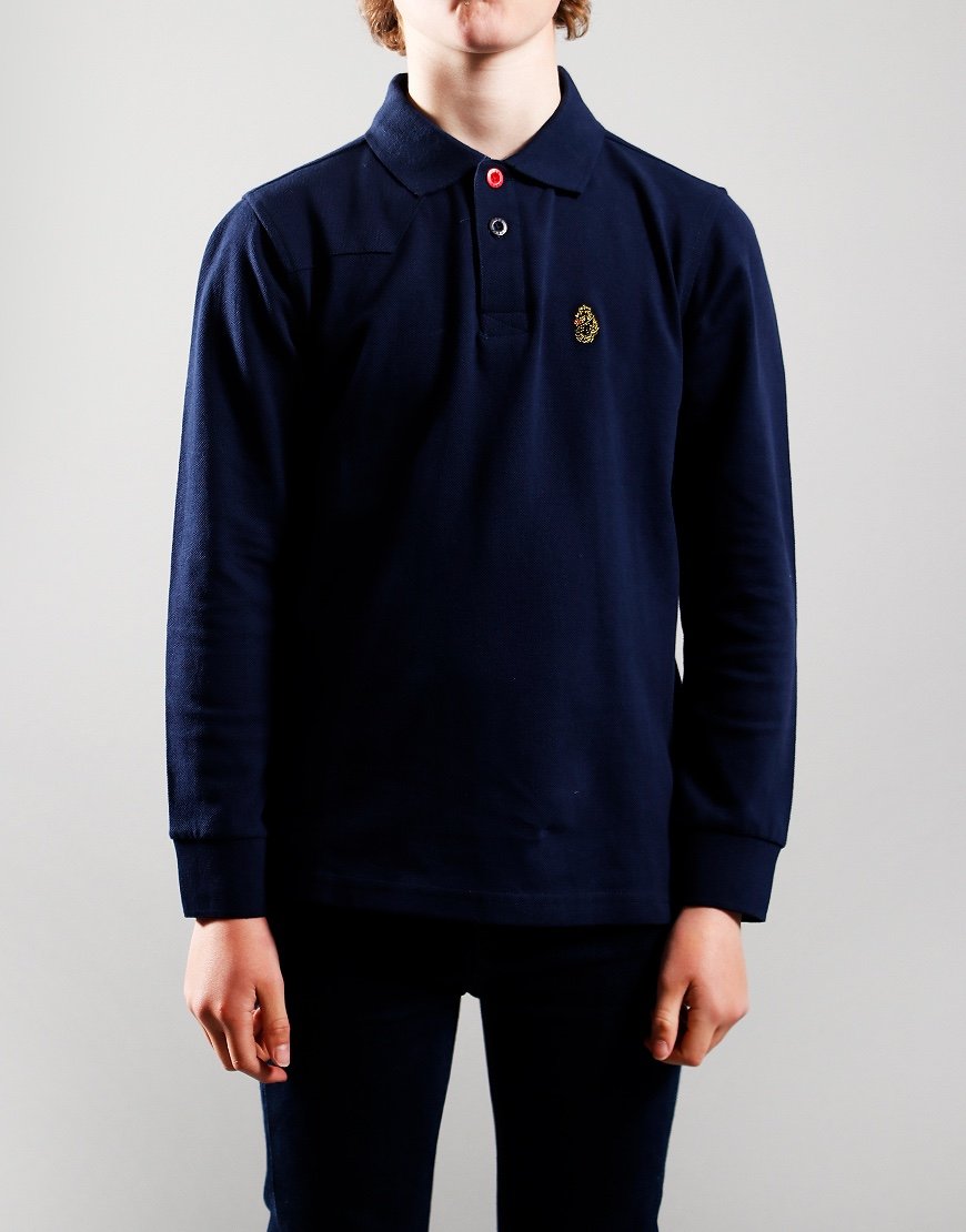 Luke 1977 Kids Williams Long Sleeve Polo Shirt Navy - Terraces Menswear