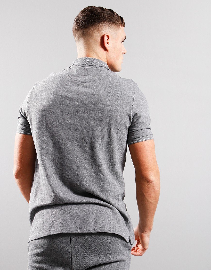 Lyle & Scott Brand Ringer Polo Shirt Medium Grey Marl 
