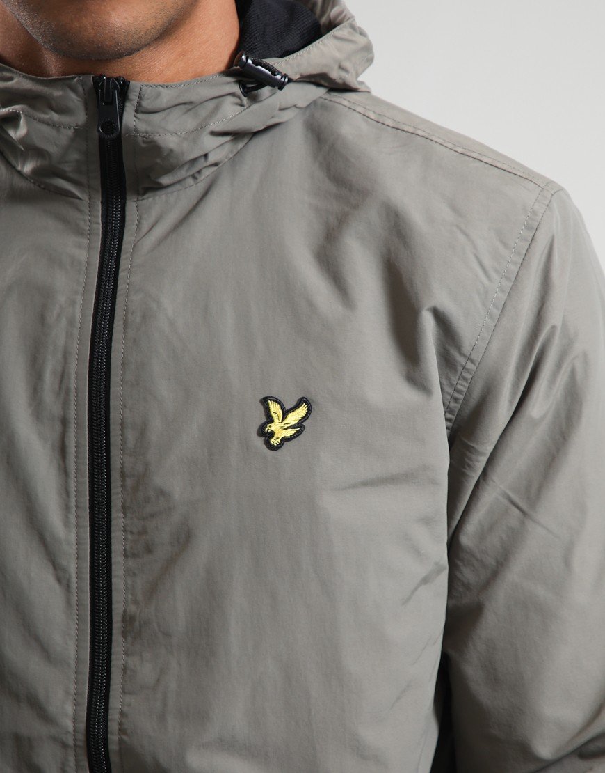 Lyle & Scott Contrast Zip Hooded Jacket Khaki Ash/Jet Black