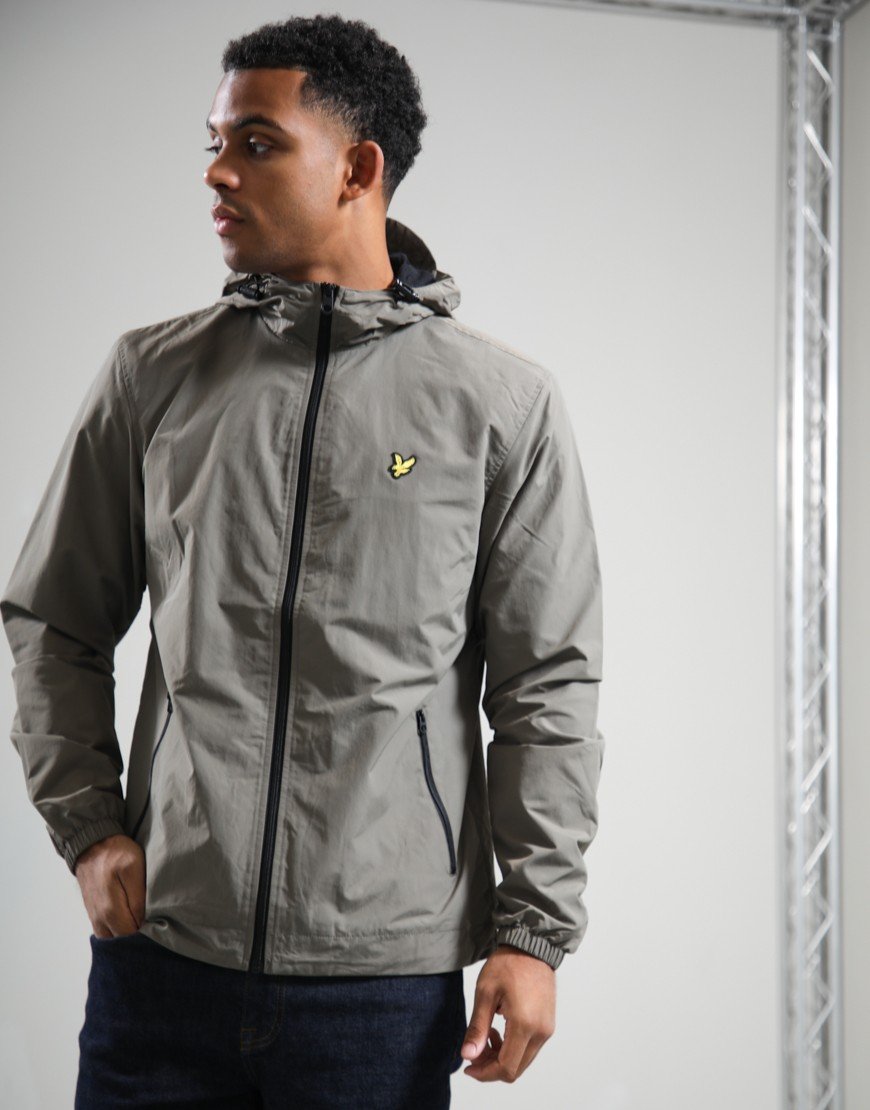 Lyle & Scott Contrast Zip Hooded Jacket Khaki Ash/Jet Black