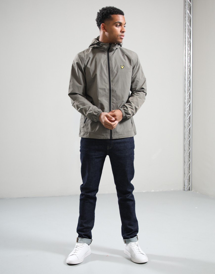 Lyle & Scott Contrast Zip Hooded Jacket Khaki Ash/Jet Black