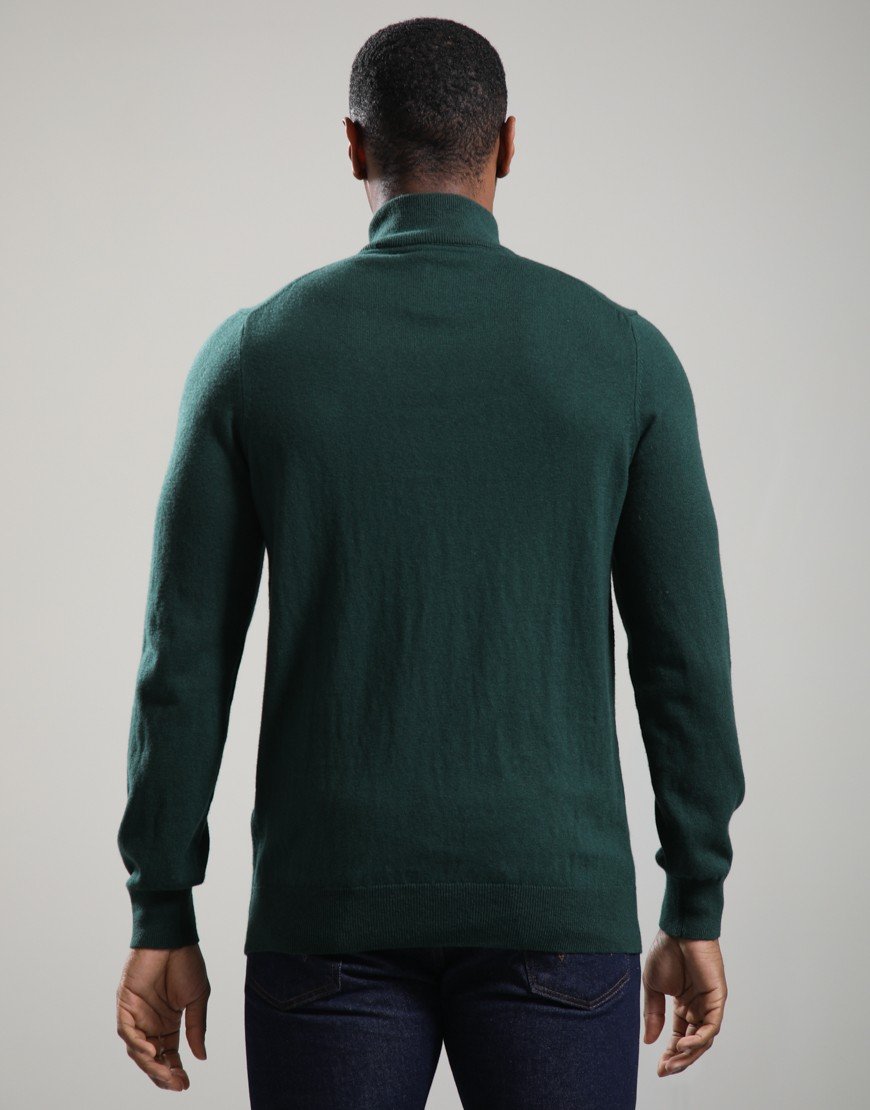 Lyle & Scott Cotton Merino Quarter Zip Jumper Dark Green
