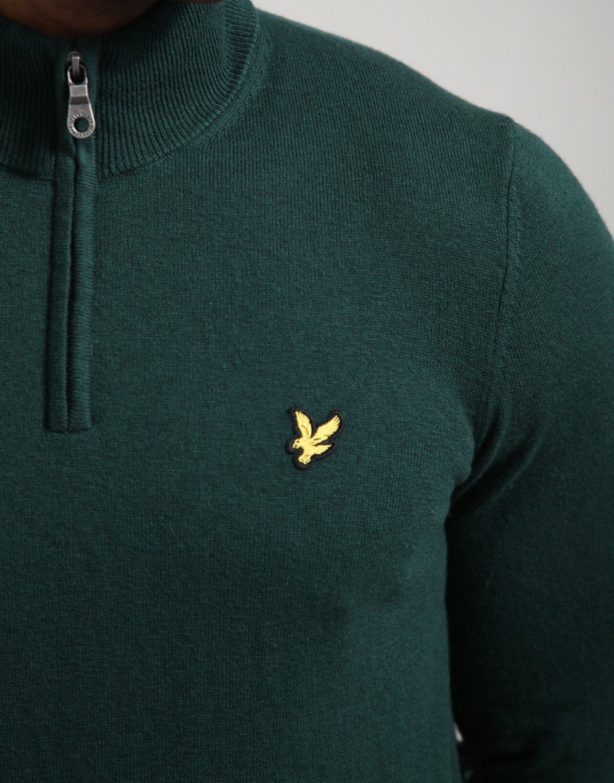 Lyle & Scott Cotton Merino Quarter Zip Jumper Dark Green