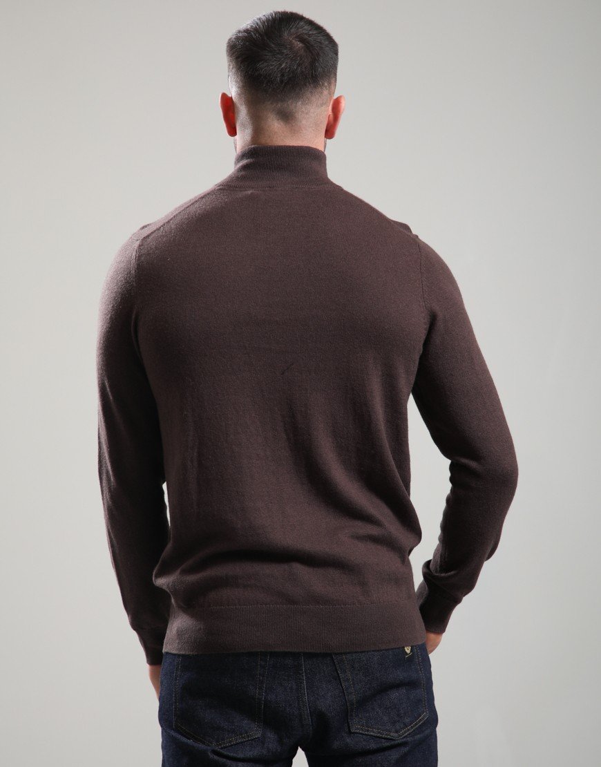 Lyle & Scott Cotton Merino Quarter Zip Jumper Espresso
