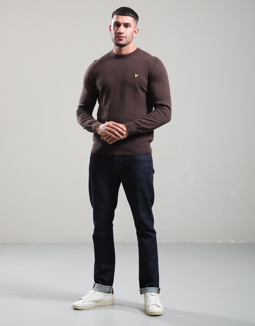 Lyle & Scott Merino Crew Knit Espresso