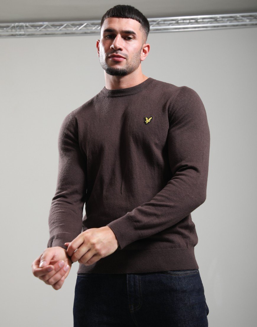 Lyle & Scott Merino Crew Knit Espresso