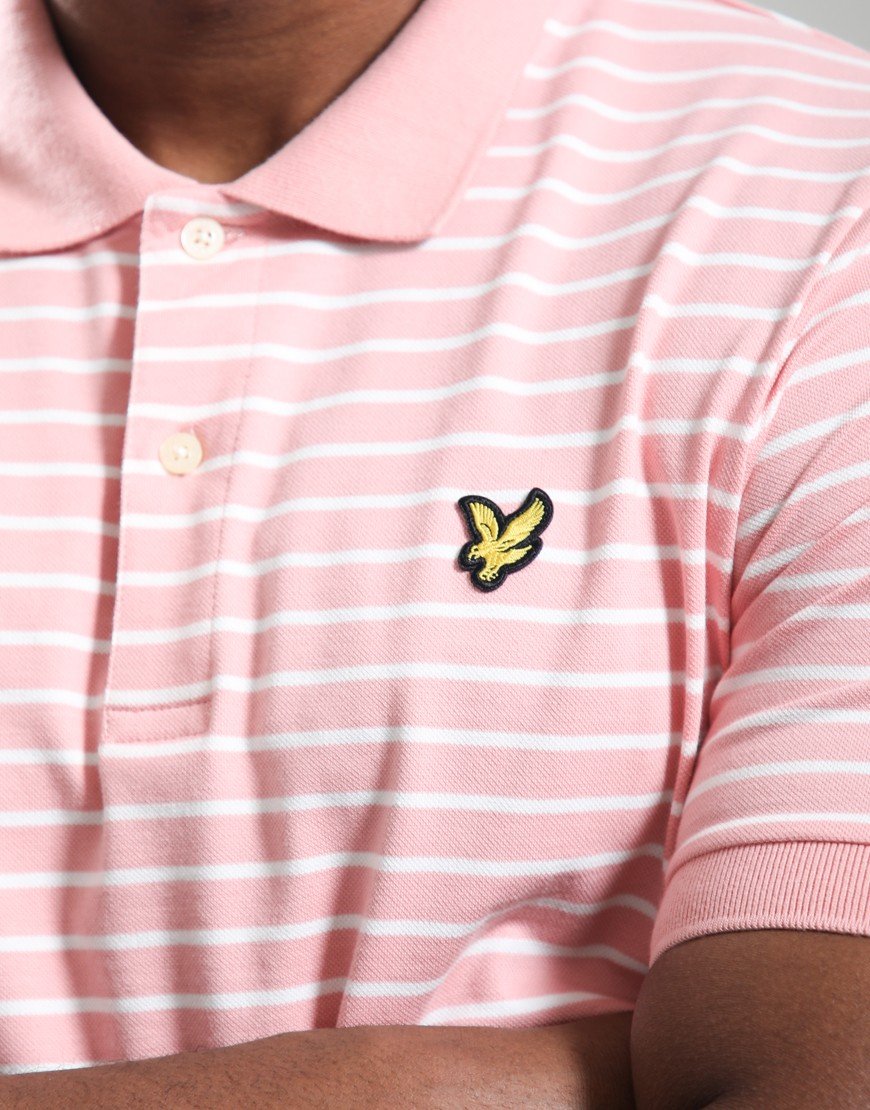 Lyle & Scott Pique Breton Polo Shirt Pink Grapefruit/White