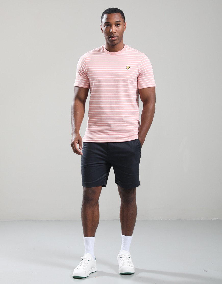 Lyle & Scott Pique Breton T-Shirt Pink Grapefruit/White