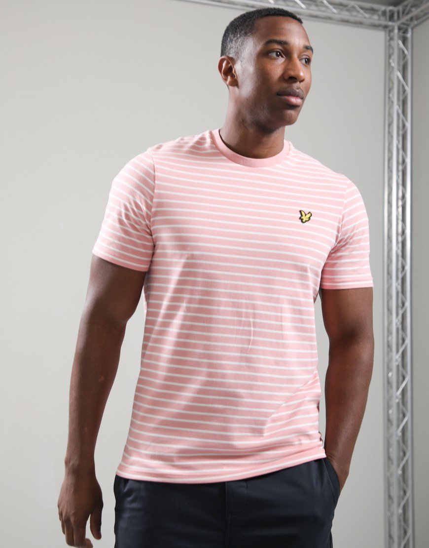 Lyle & Scott Pique Breton T-Shirt Pink Grapefruit/White