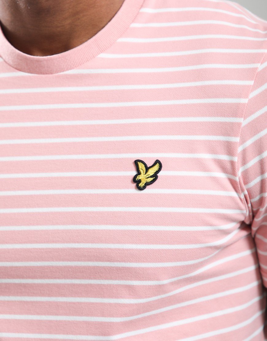 Lyle & Scott Pique Breton T-Shirt Pink Grapefruit/White