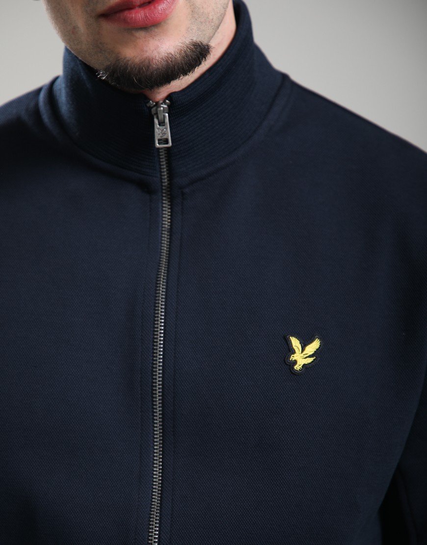 Lyle & Scott Pique Zip Through Track Jacket Dark Navy