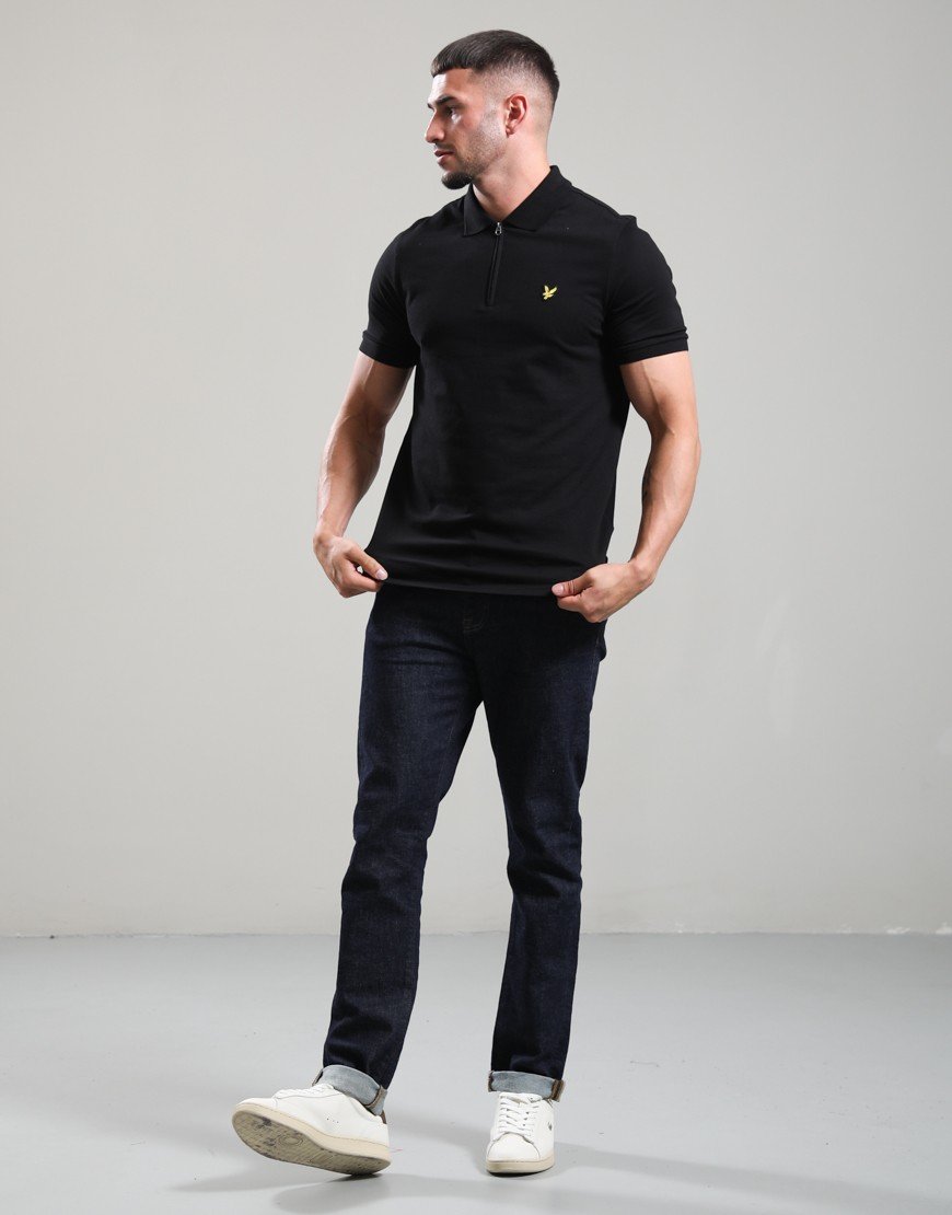 Lyle & Scott Quarter Zip Polo Shirt Jet Black