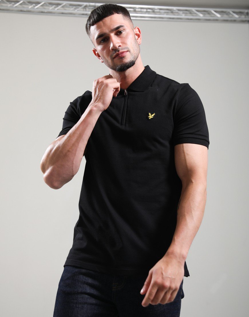 Lyle & Scott Quarter Zip Polo Shirt Jet Black