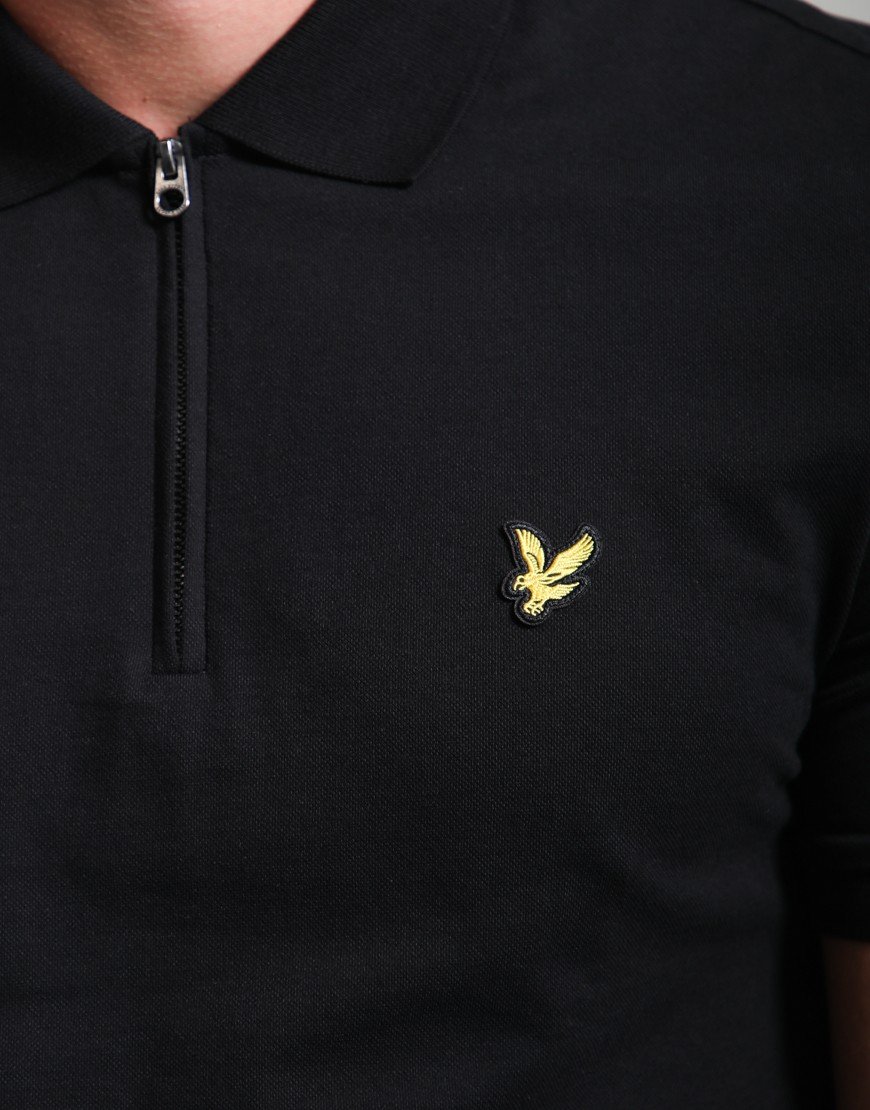 Lyle & Scott Quarter Zip Polo Shirt Jet Black