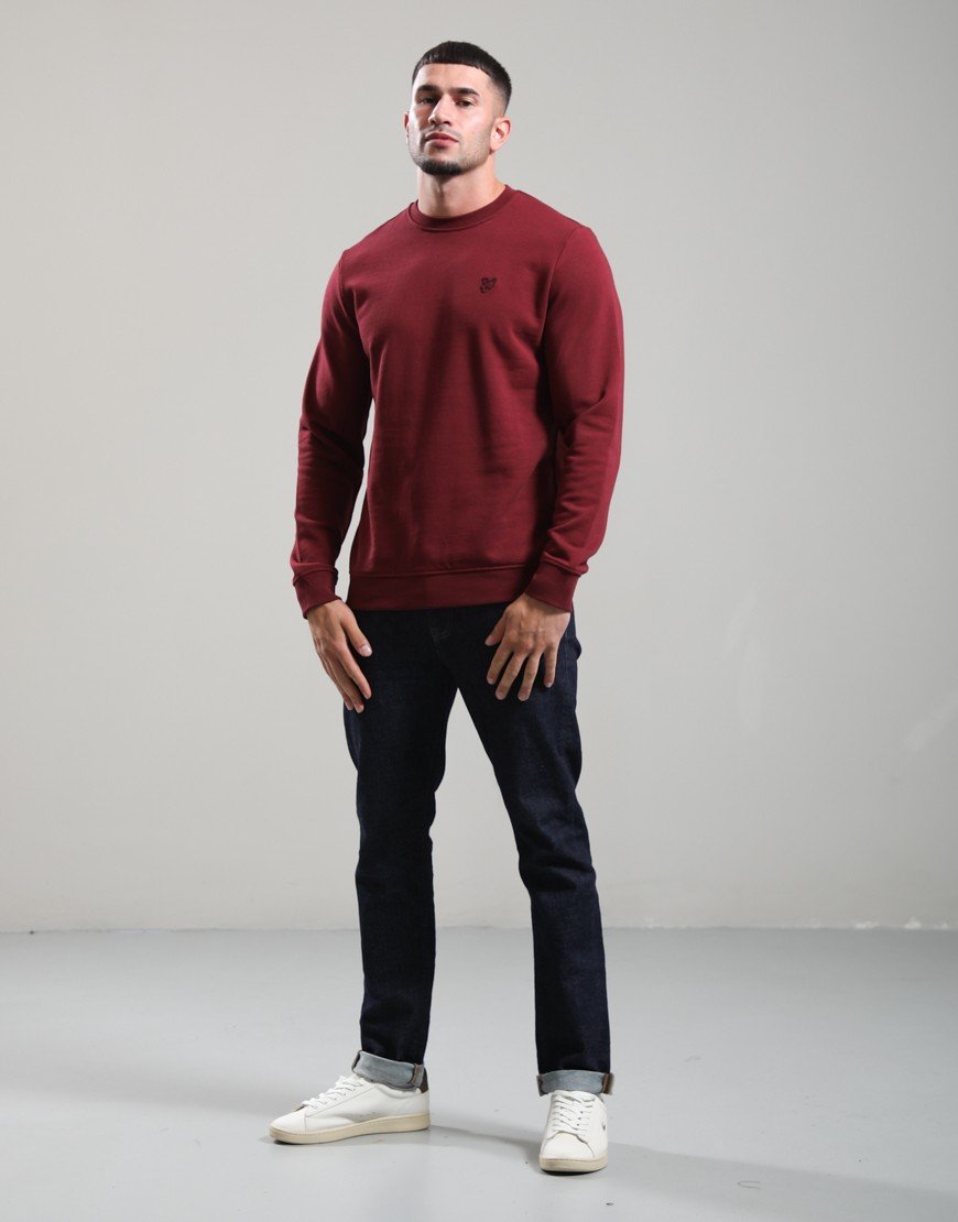Lyle & Scott Superfine Crew Neck Sweat Fairway Burgundy
