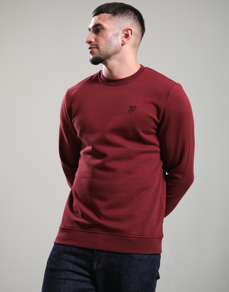 Lyle & Scott Superfine Crew Neck Sweat Fairway Burgundy