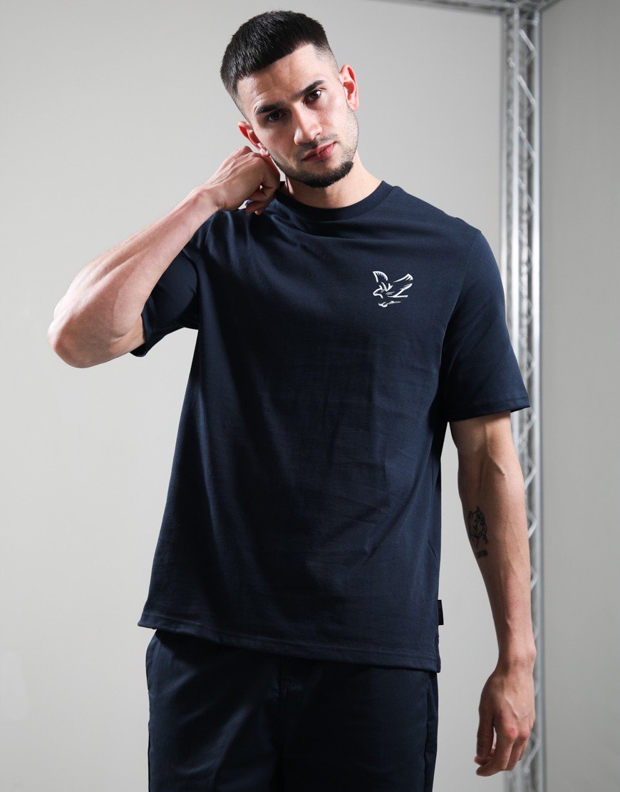 Lyle & Scott Chrome Eagle Graphic T-Shirt Dark Navy/White