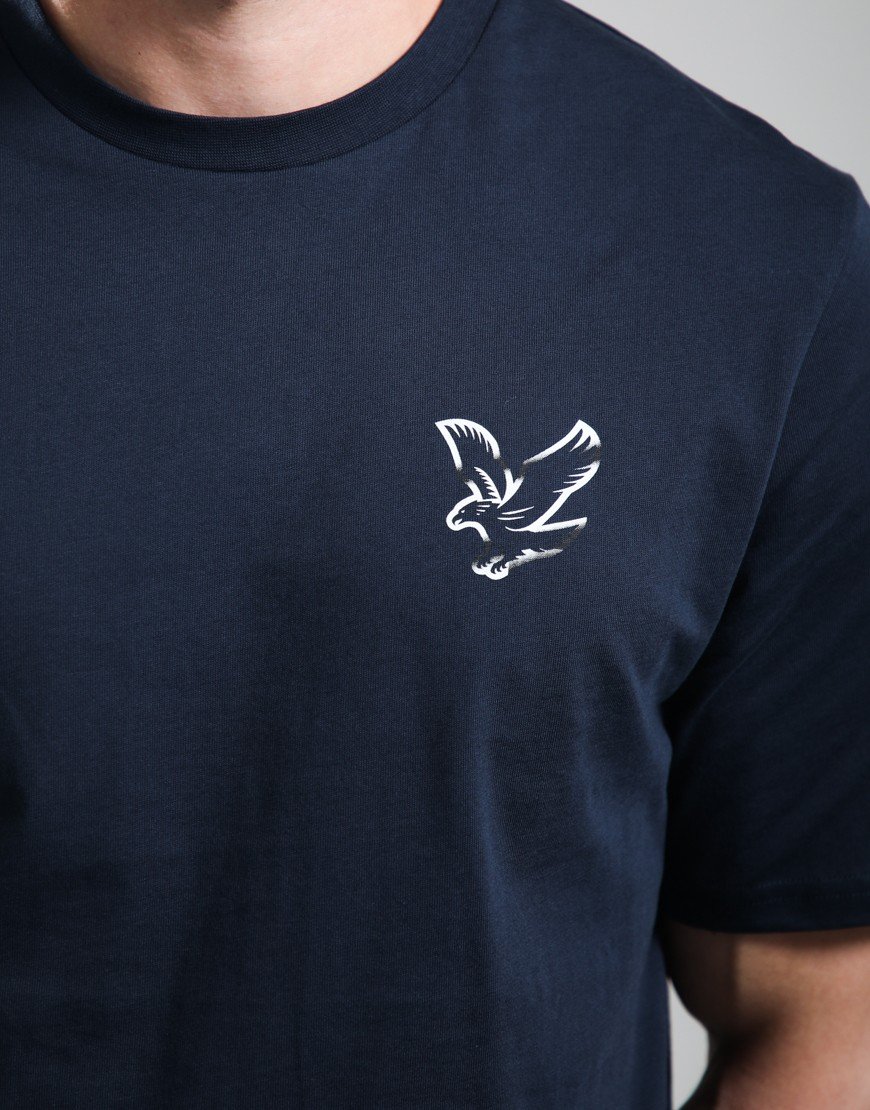 Lyle & Scott Chrome Eagle Graphic T-Shirt Dark Navy/White