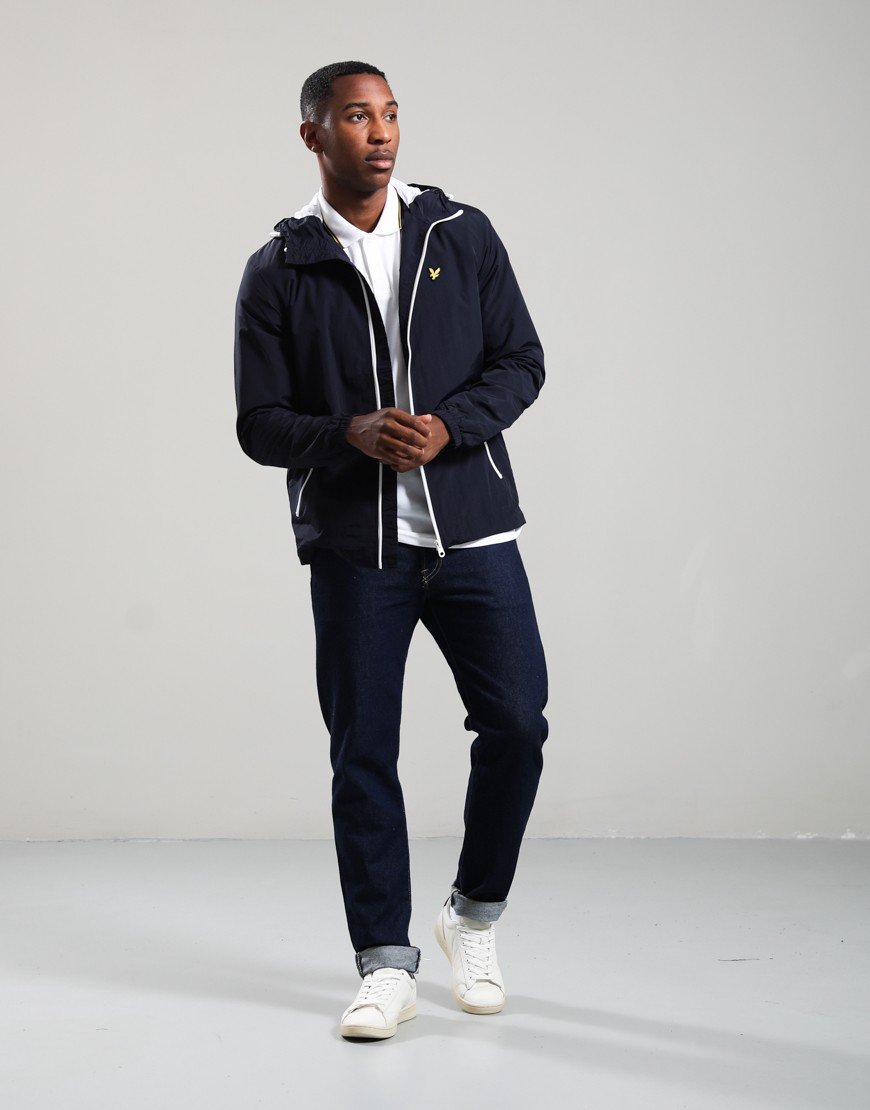 Lyle & Scott Contrast Zip Hooded Jacket Dark Navy/White