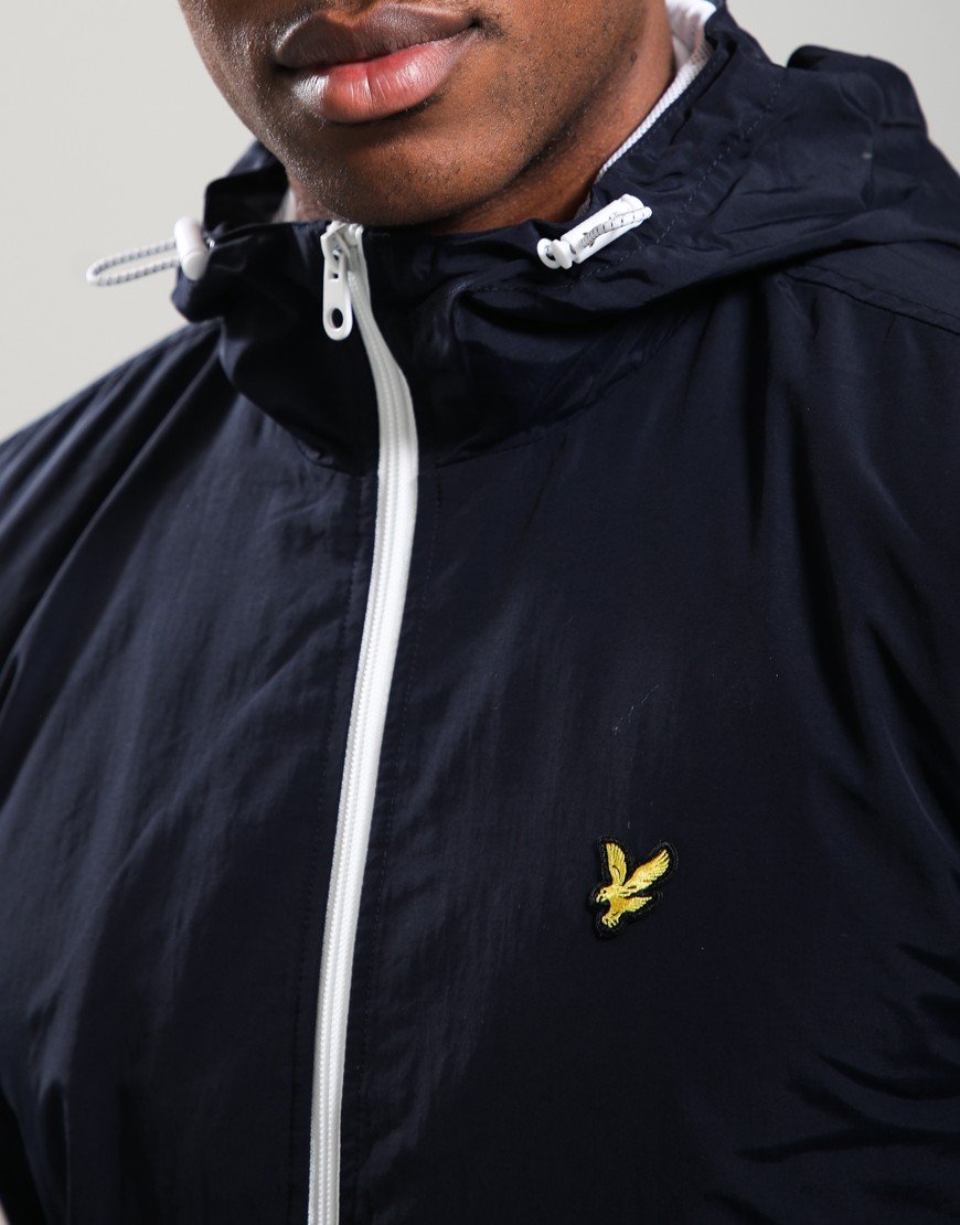 Lyle & Scott Contrast Zip Hooded Jacket Dark Navy/White