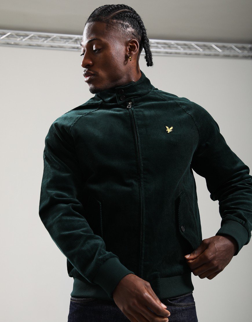 Lyle & Scott Cord Harrington Jacket Darkest Green