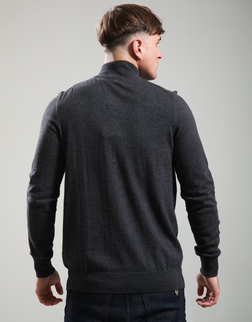 Lyle & Scott Cotton Merino Quarter Zip Knit Charcoal Marl