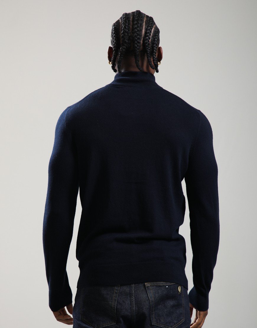 Lyle & Scott Cotton Merino Quarter Zip Knit Dark Navy