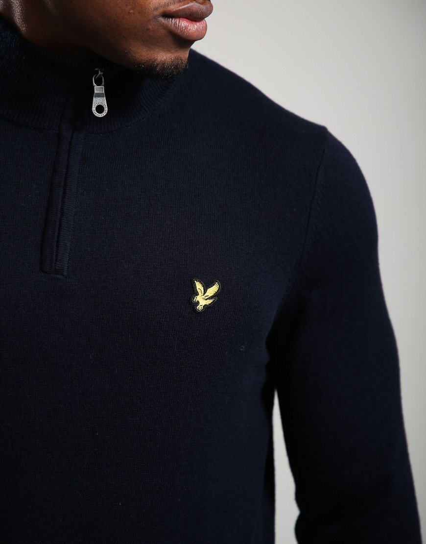 Lyle & Scott Cotton Merino Quarter Zip Knit Dark Navy