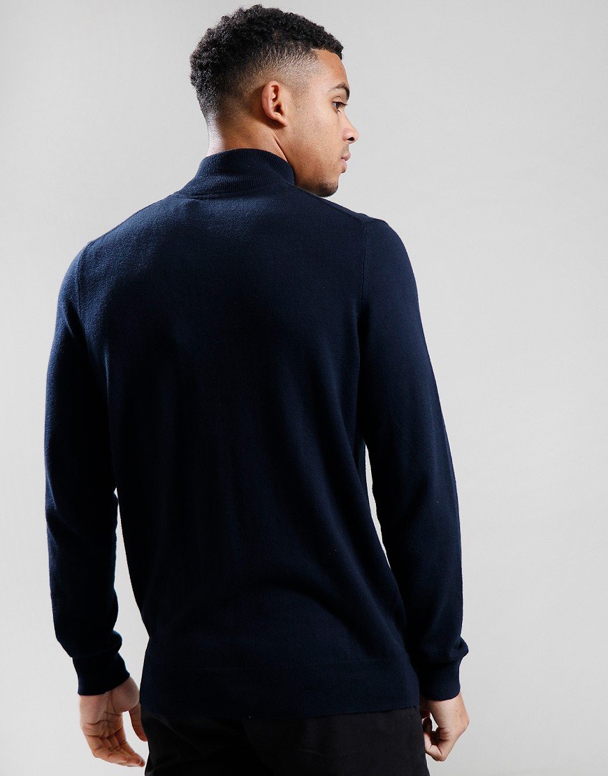 Lyle & Scott Cotton Merino Quarter Zip Knit Dark Navy