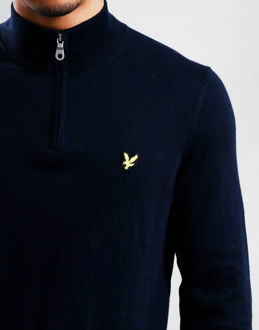 Lyle & Scott Cotton Merino Quarter Zip Knit Dark Navy