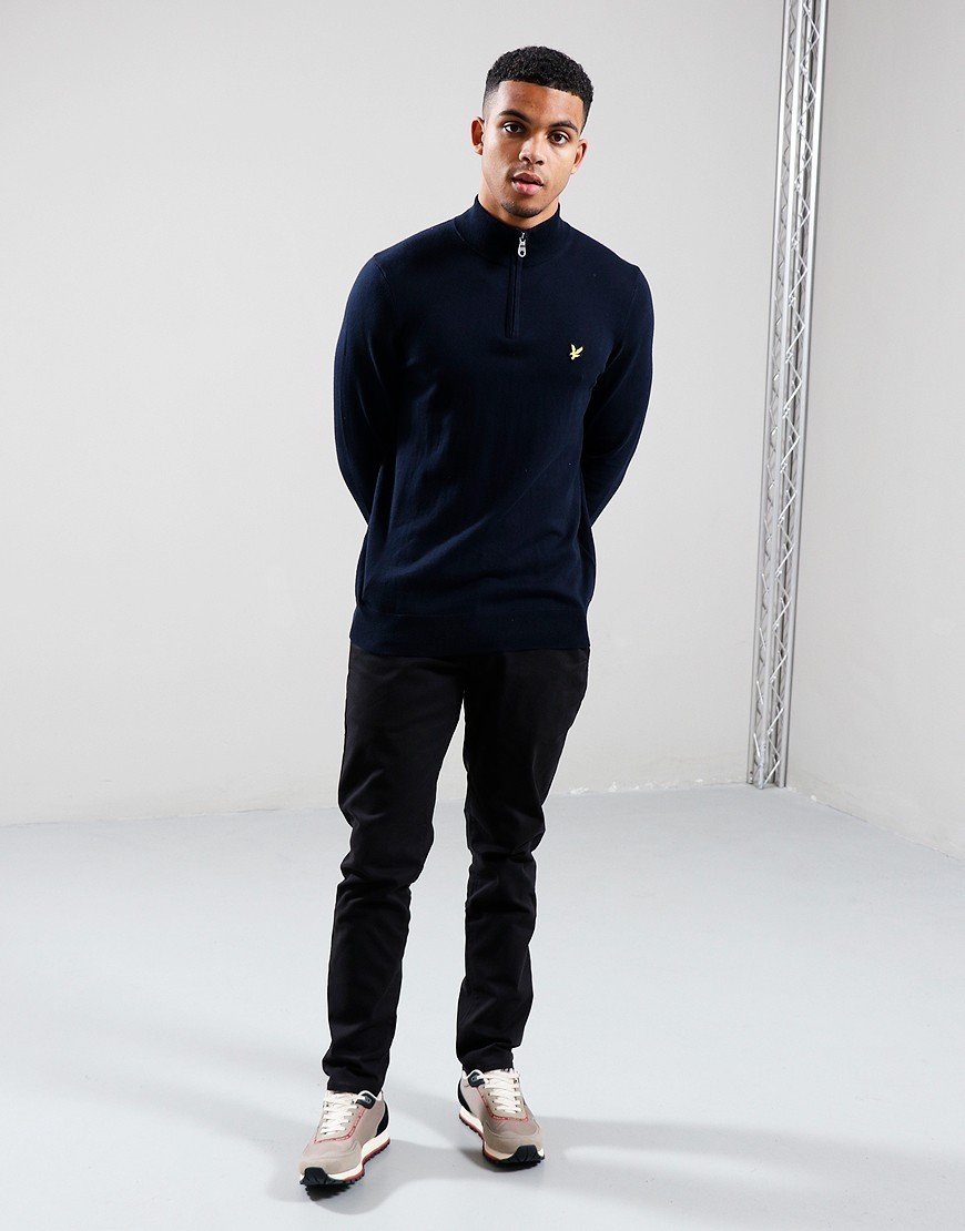 Lyle & Scott Cotton Merino Quarter Zip Knit Dark Navy