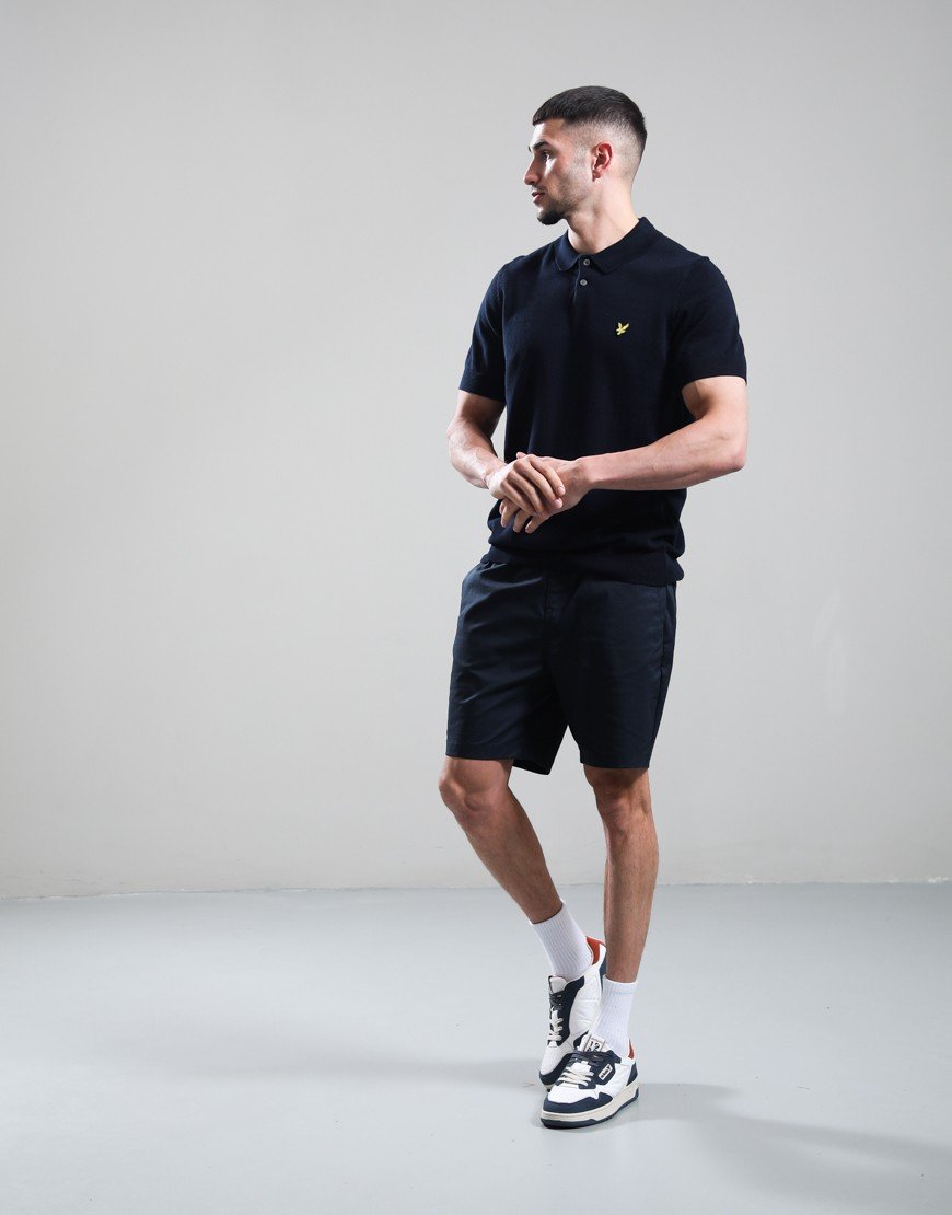 Lyle & Scott Cotton Knitted Polo Shirt Dark Navy