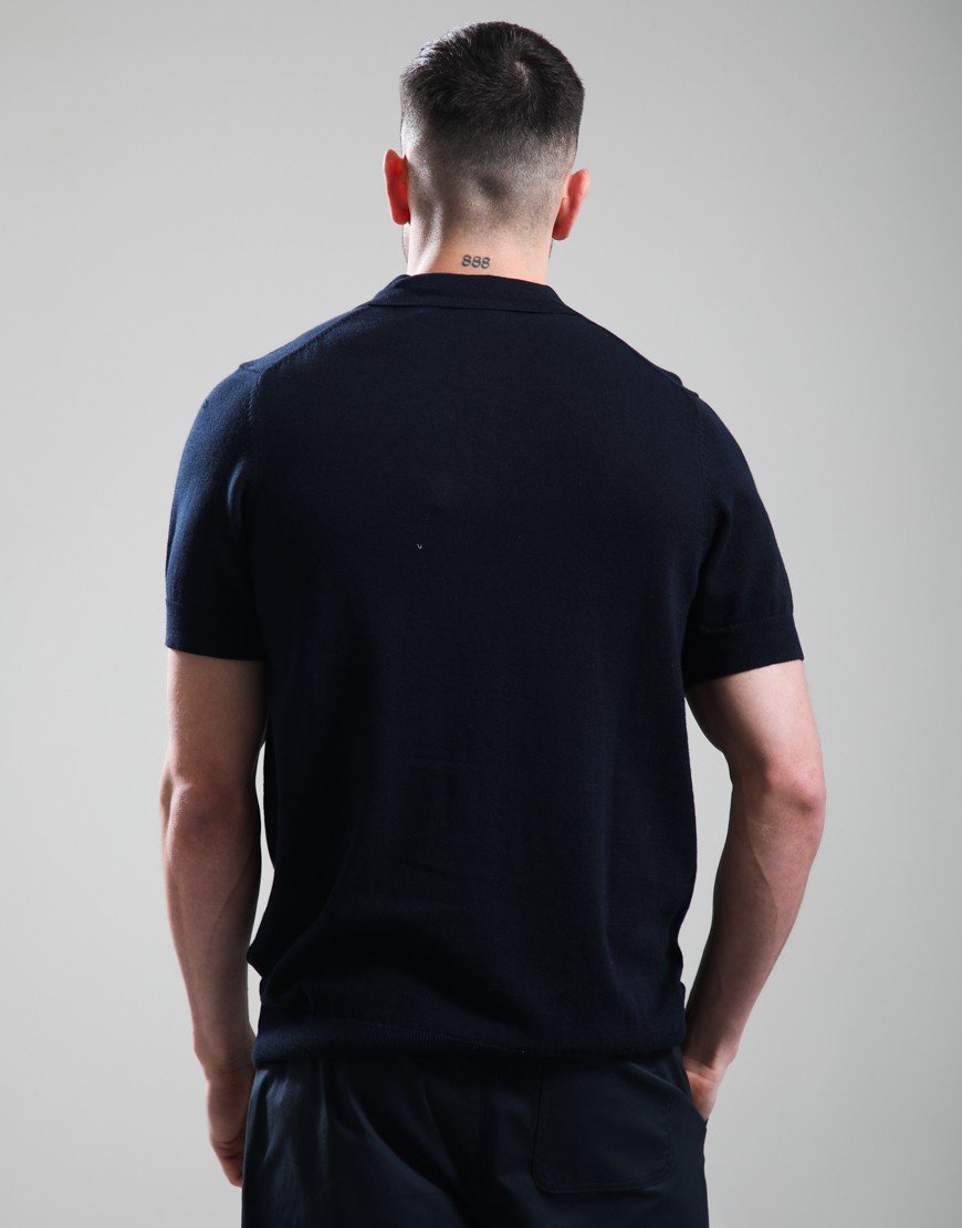 Lyle & Scott Cotton Knitted Polo Shirt Dark Navy