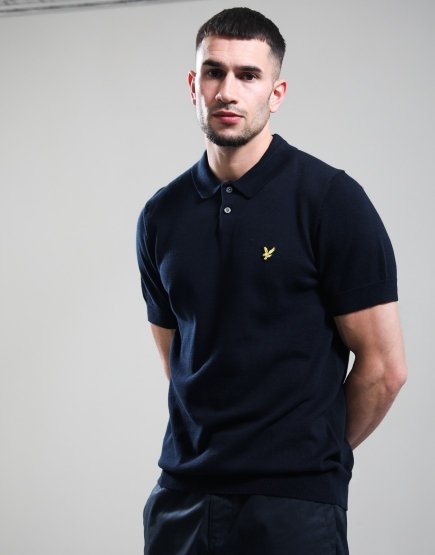 Lyle & Scott Cotton Knitted Polo Shirt Dark Navy