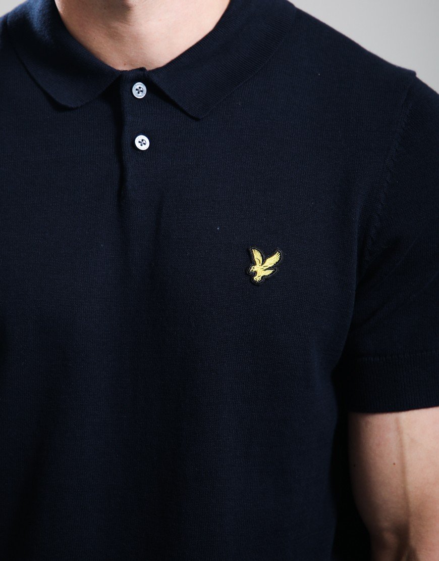 Lyle & Scott Cotton Knitted Polo Shirt Dark Navy