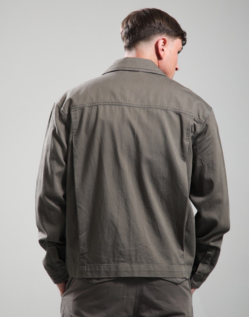 Lyle & Scott Enzyme Wash Zip Overshirt Khaki Ash