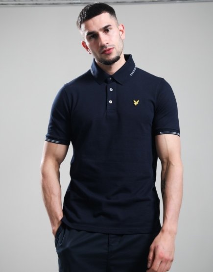 Lyle & Scott Fine Tipped Polo Shirt Dark Navy/Chalk Blue