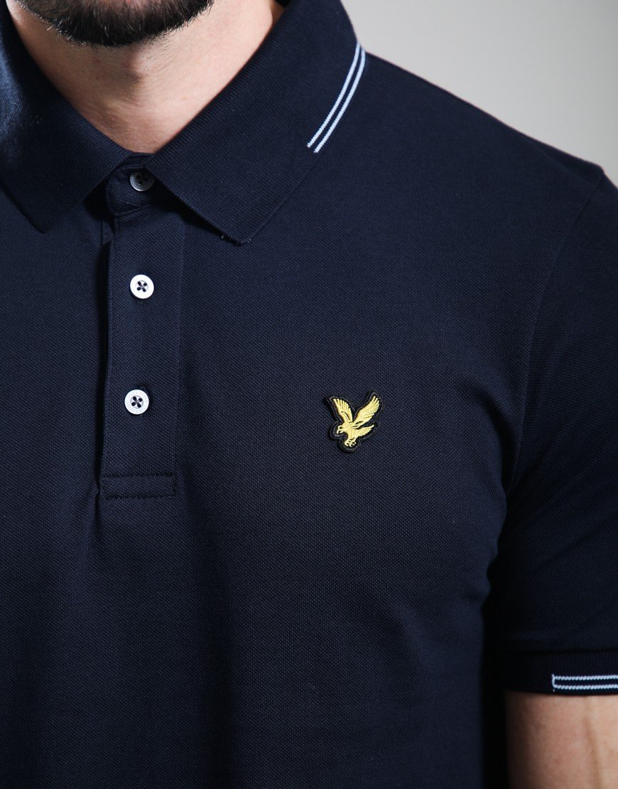 Lyle & Scott Fine Tipped Polo Shirt Dark Navy/Chalk Blue