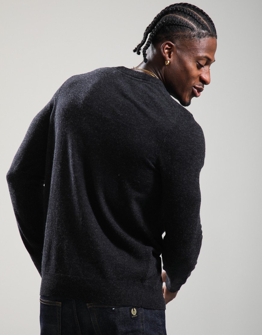 Lyle & Scott Lambswool Crew Knit Jet Black Marl